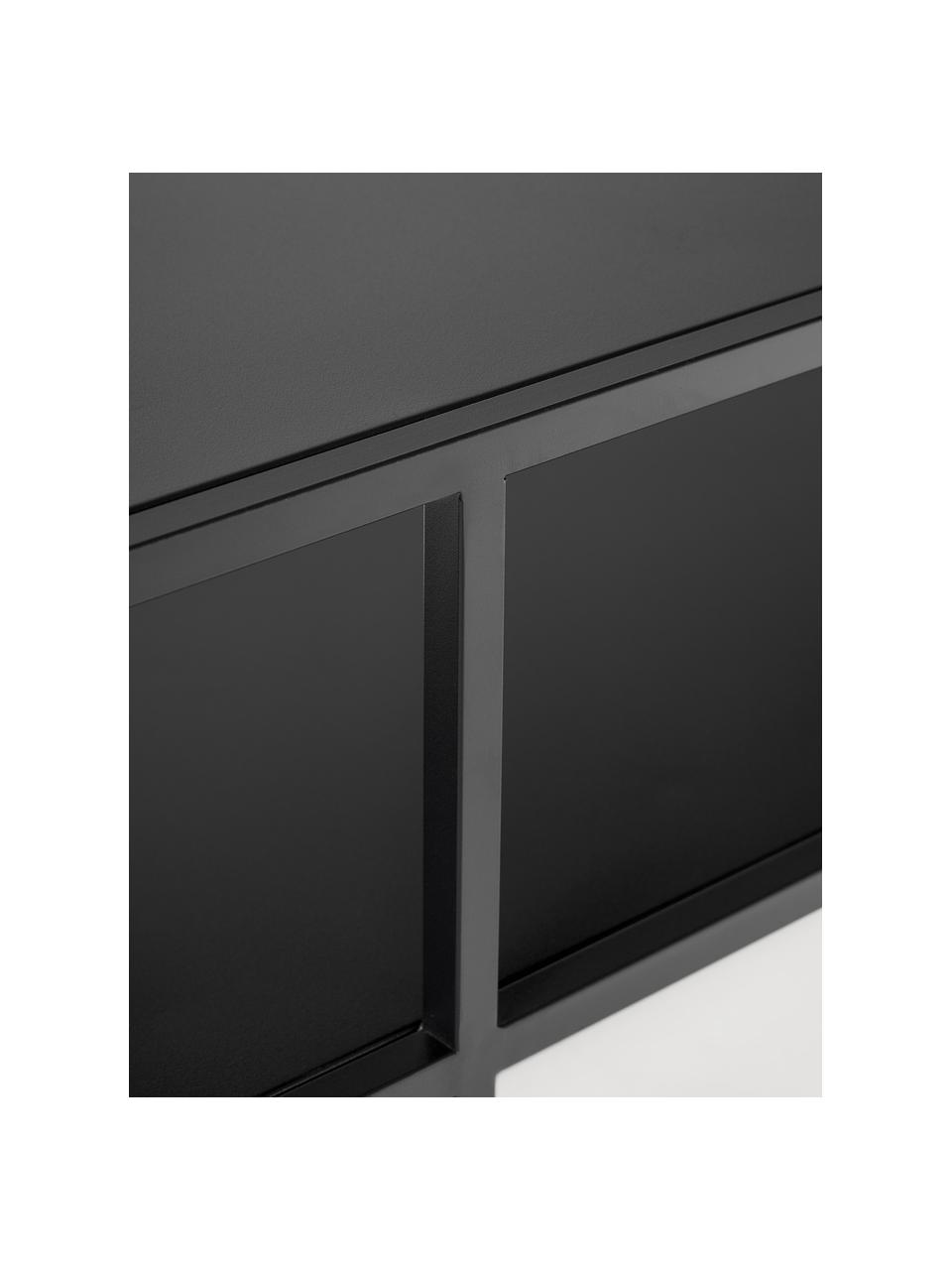 Meuble TV en métal Neptun, Métal, revêtement par poudre, Noir, larg. 120 x haut. 46 cm