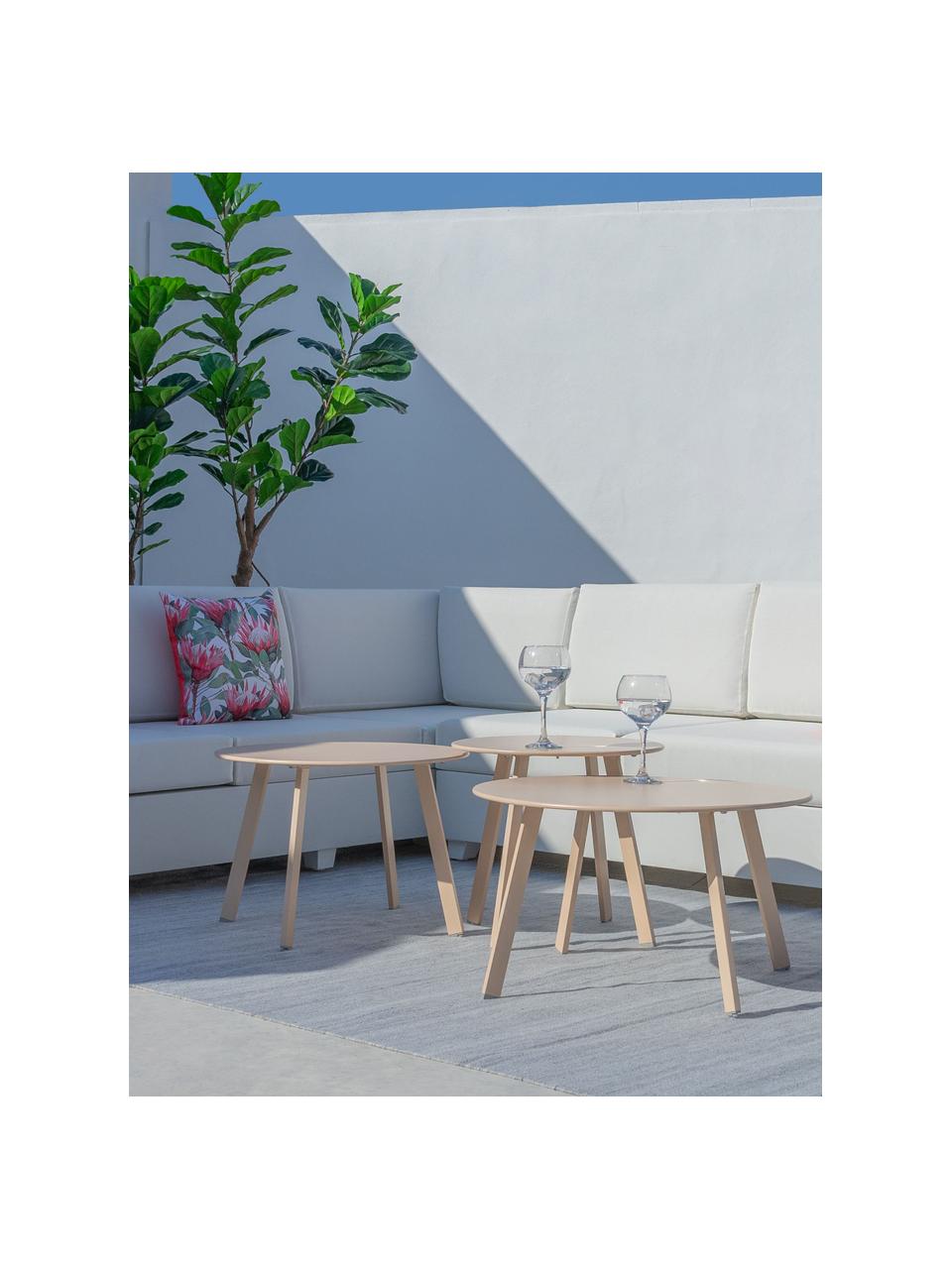 Tavolino da giardino in acciaio beige Marzia, Acciaio epossidato, Beige, Ø 70 x Alt. 40 cm
