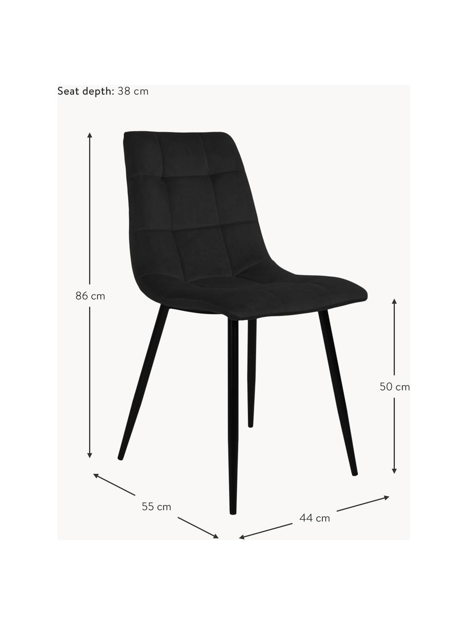 Sametová čalouněná židle Middleton, Černá, Š 44 cm, H 55 cm