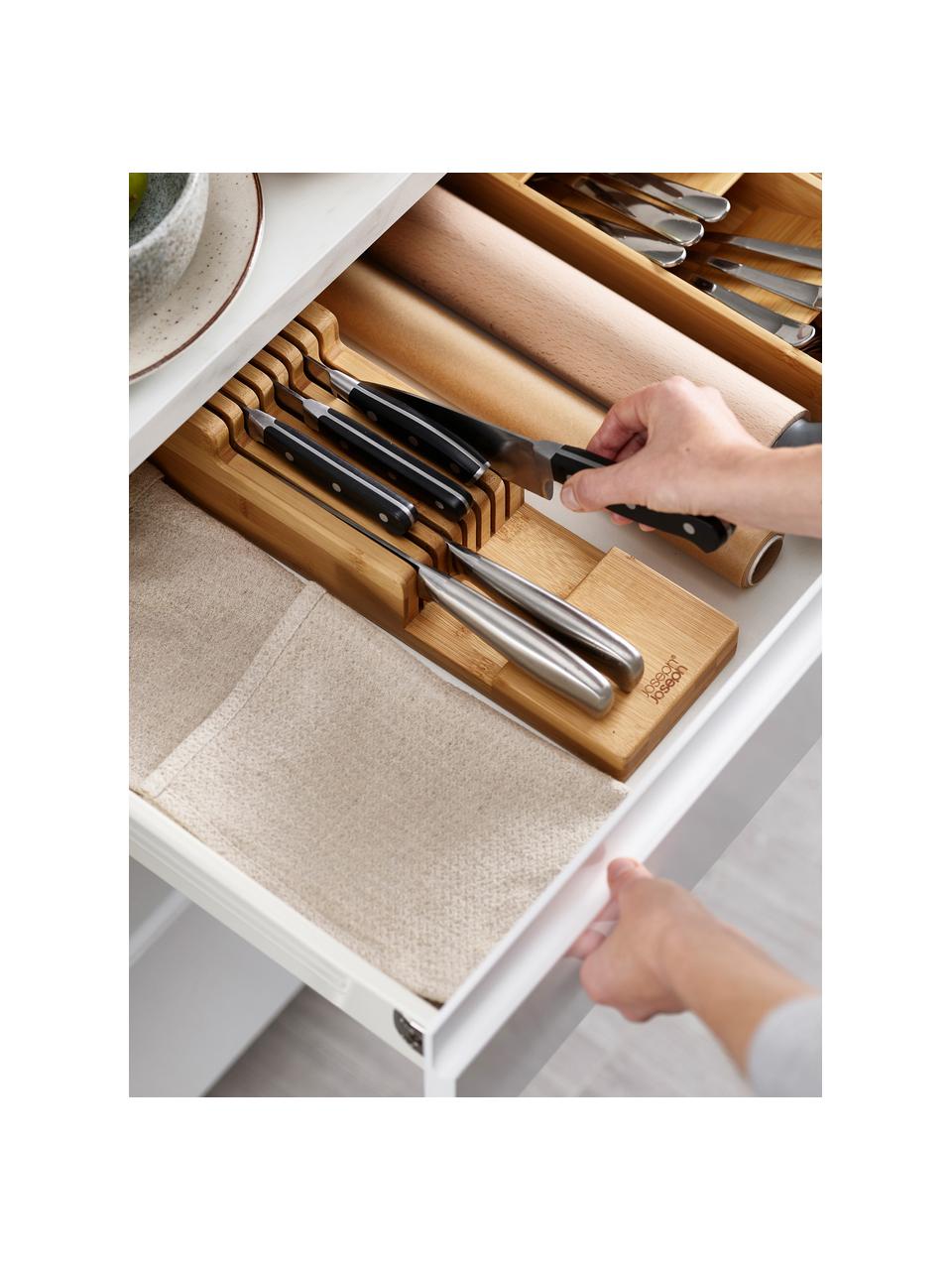 Organizador de cuchillos de bambú DrawerStore, Bambú, Beige, An 12 x Al 8 cm