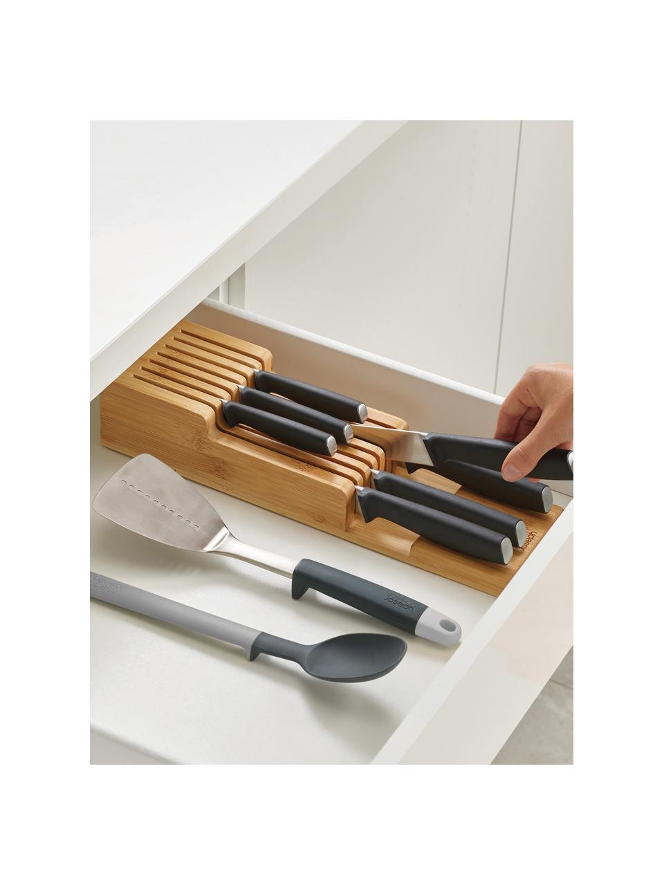 Organizador de cuchillos de bambú DrawerStore, Bambú, Beige, An 12 x Al 8 cm