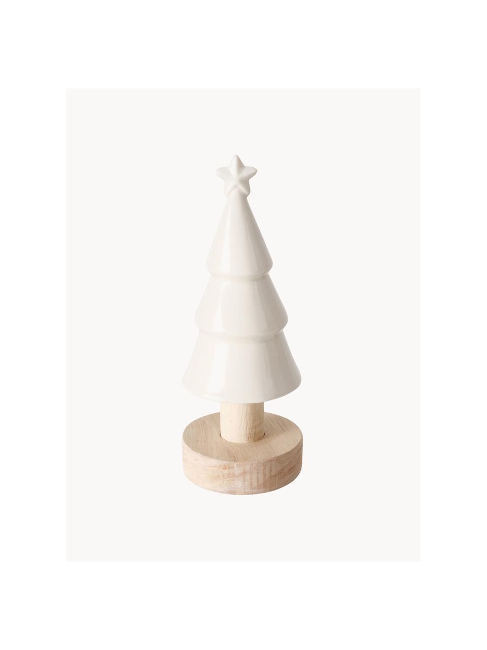 Albero decorativo in gres Shelter, Struttura: legno, Bianco, legno chiaro, Ø 6 x Alt. 15 cm