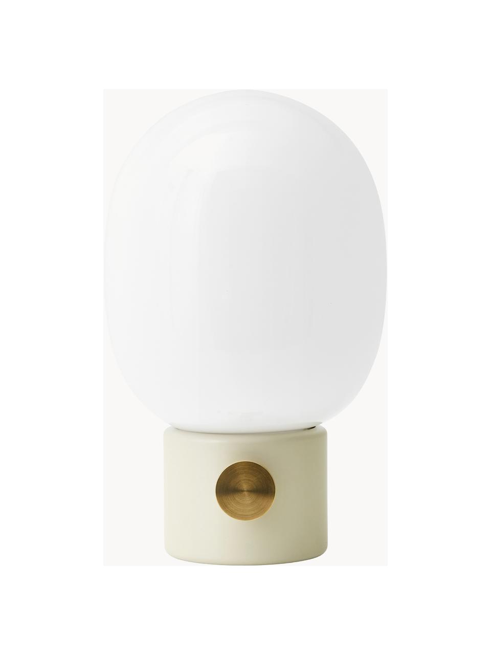 Kleine dimmbare Tischlampe JWDA, H 29 cm, Lampenschirm: Opalglas, Weiss, Hellbeige, Goldfarben, Ø 17 x H 29 cm