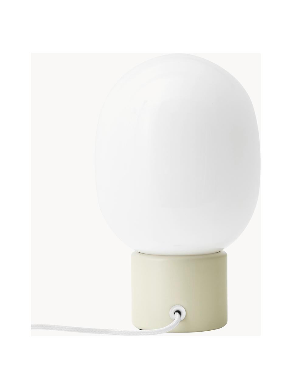 Kleine dimmbare Tischlampe JWDA, H 29 cm, Lampenschirm: Opalglas, Weiss, Hellbeige, Goldfarben, Ø 17 x H 29 cm