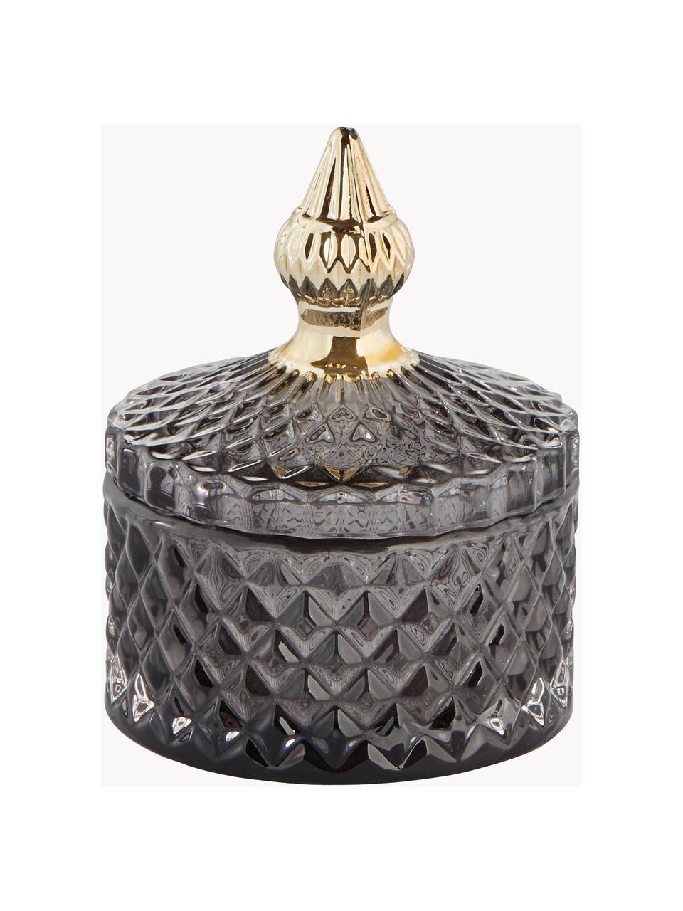 Petite boîte de rangement Myan, Verre, Anthracite, doré, Ø 9 x haut. 11 cm