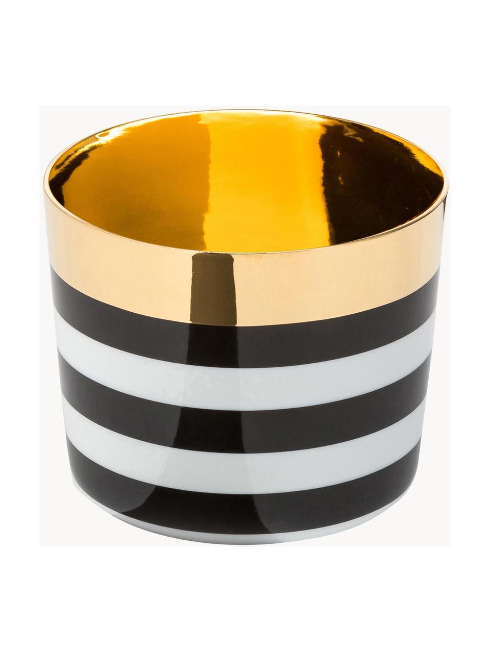 Coupe à champagne en porcelaine Sip of Gold, Noir, blanc, or, Ø 9 x haut. 7 cm, 300 ml