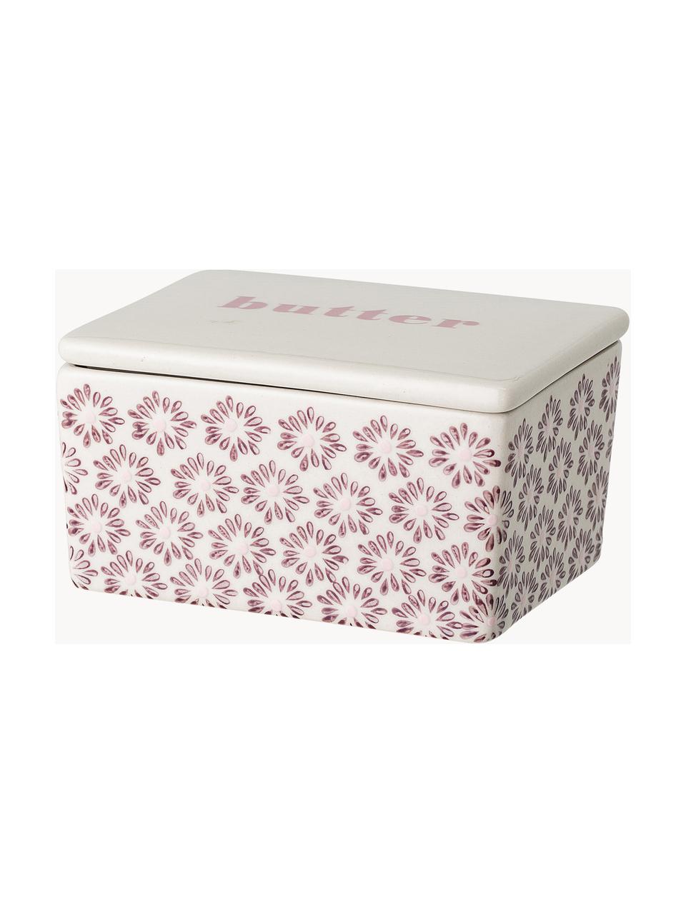 Botervloot Maya met bloemenpreeg, Keramiek, Lichtbeige, mauve, B 13 x D 9 cm