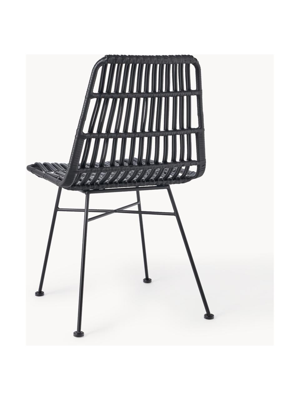 Polyrattan-Stühle Costa, 2 Stück, Sitzfläche: Polyethylen-Geflecht, Gestell: Metall, pulverbeschichtet, Schwarz, B 47 x T 61 cm