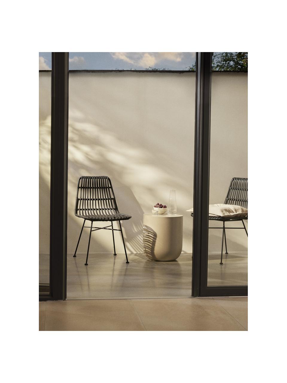 Polyrotan stoelen Costa, 2 stuks, Zitvlak: polyethyleen vlechtwerk, Frame: gepoedercoat metaal, Zwart, B 47 x D 61 cm