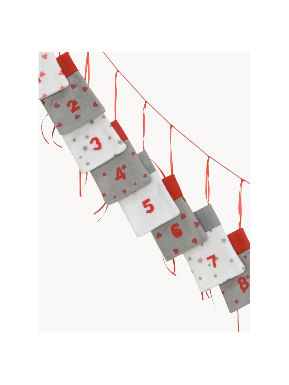 Calendario de adviento Bagga, Fieltro, Rojo, gris, blanco, An 9 x Al 14 cm