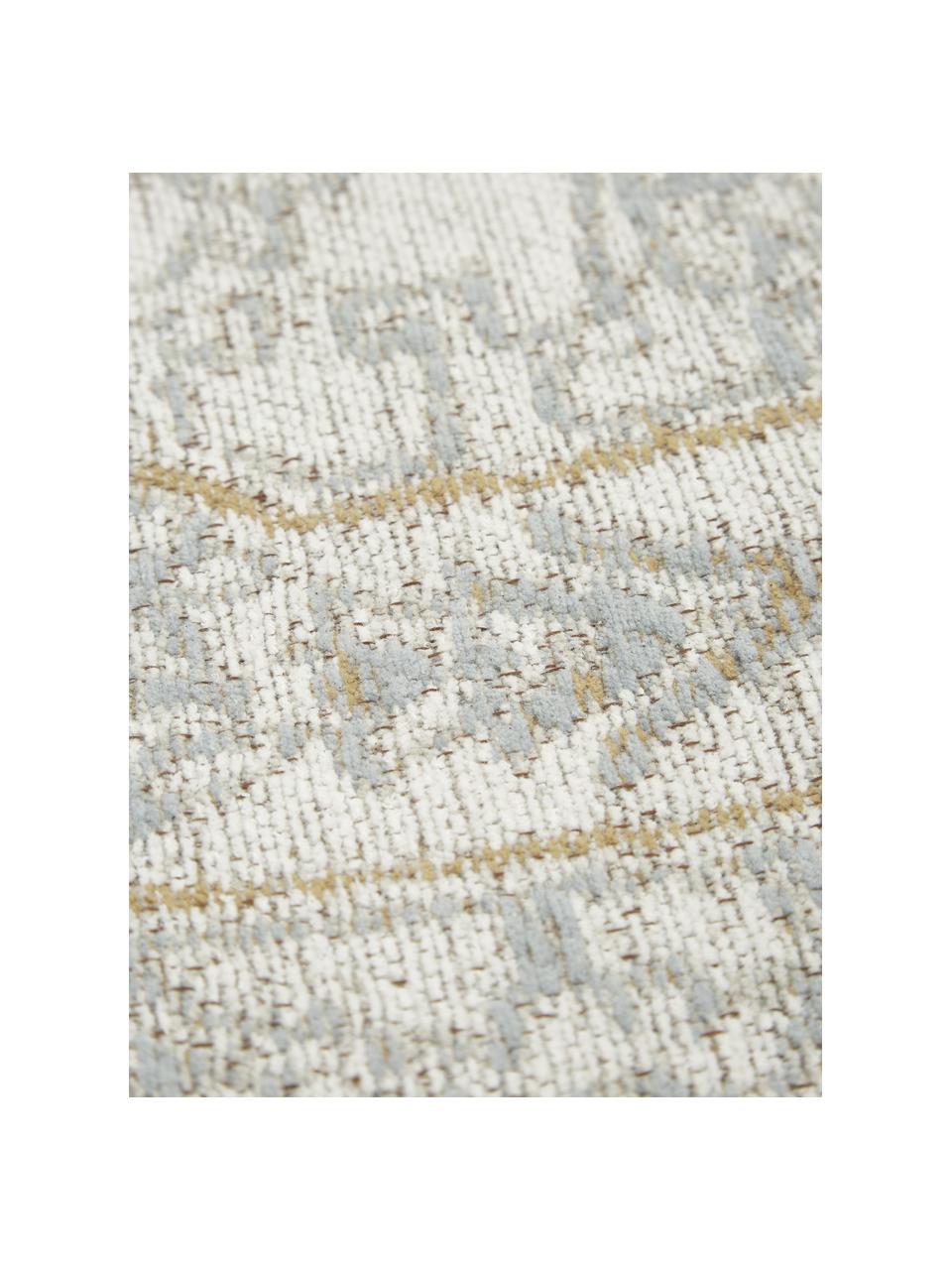 Alfombra artesanal de chenilla Magalie, 95% chenilla de algodón, 5% poliéster, Gris azulado, blanco crema, gris pardo, An 160 x L 230 cm (Tamaño M)