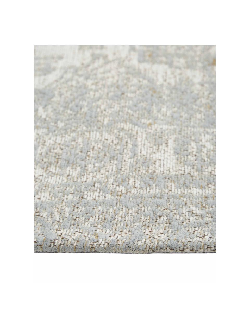 Alfombra artesanal de chenilla Magalie, 95% chenilla de algodón, 5% poliéster, Gris azulado, blanco crema, gris pardo, An 160 x L 230 cm (Tamaño M)