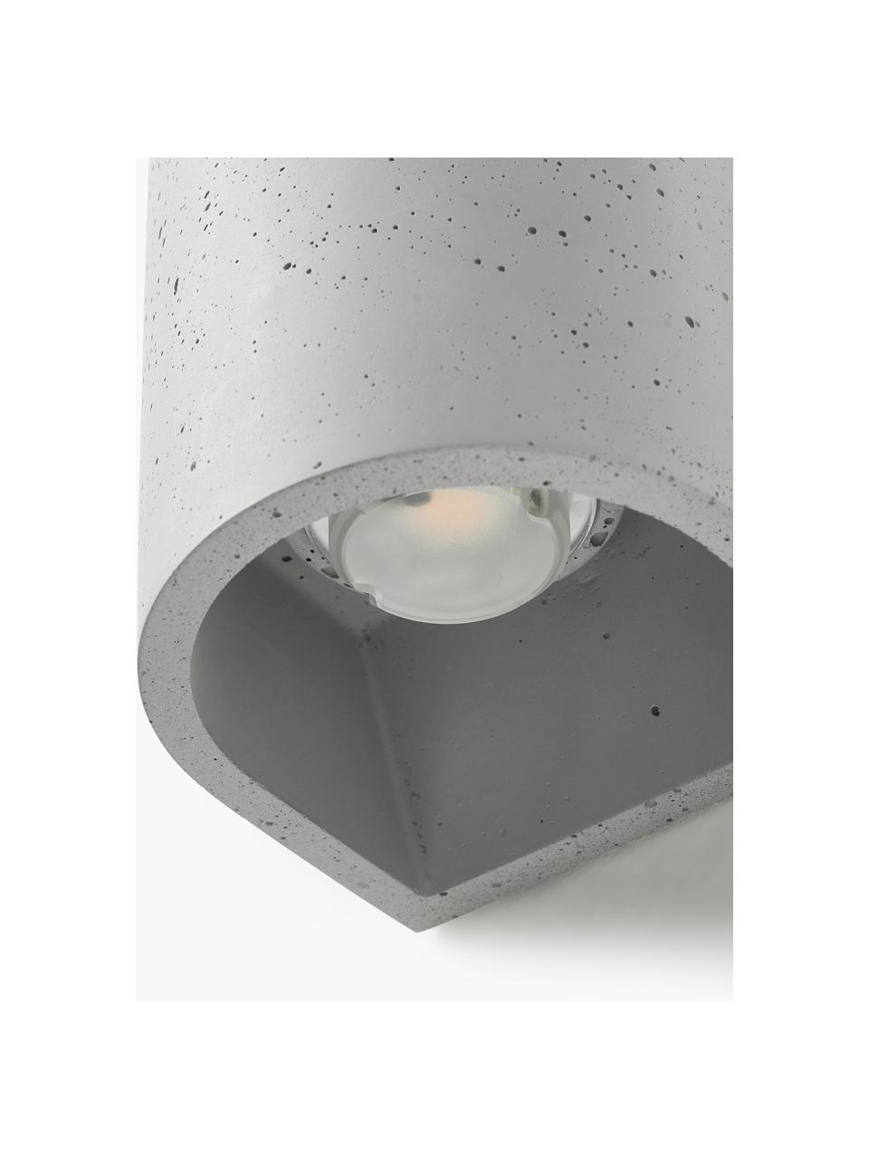 Outdoor LED wandlamp Kyra van beton, Beton, Grijs, B 13 x H 15 cm