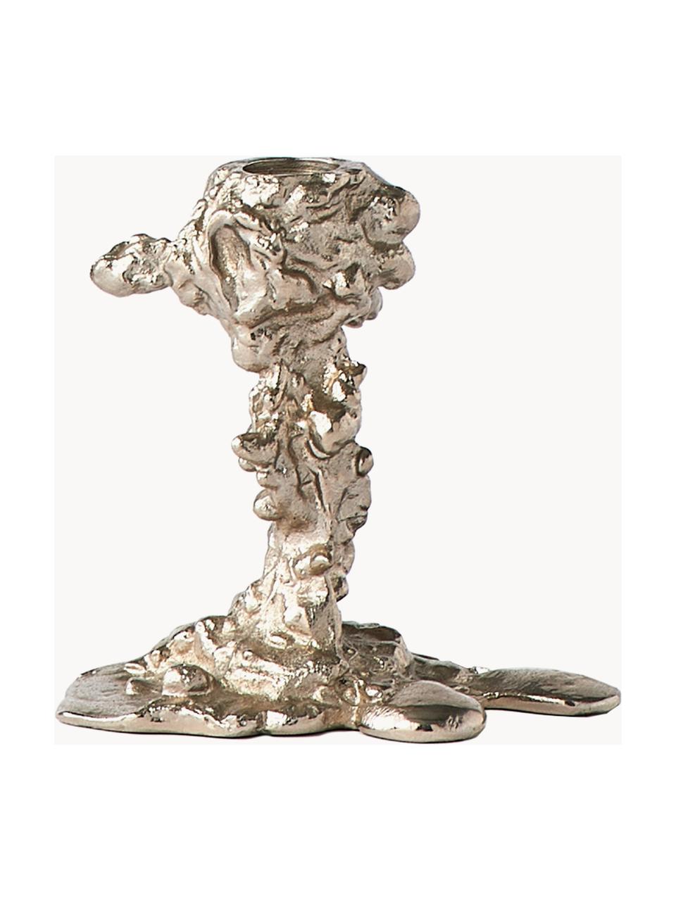 Kovový svietnik Drip, Potiahnutý kov, Odtiene striebornej, Š 14 x V 14 cm