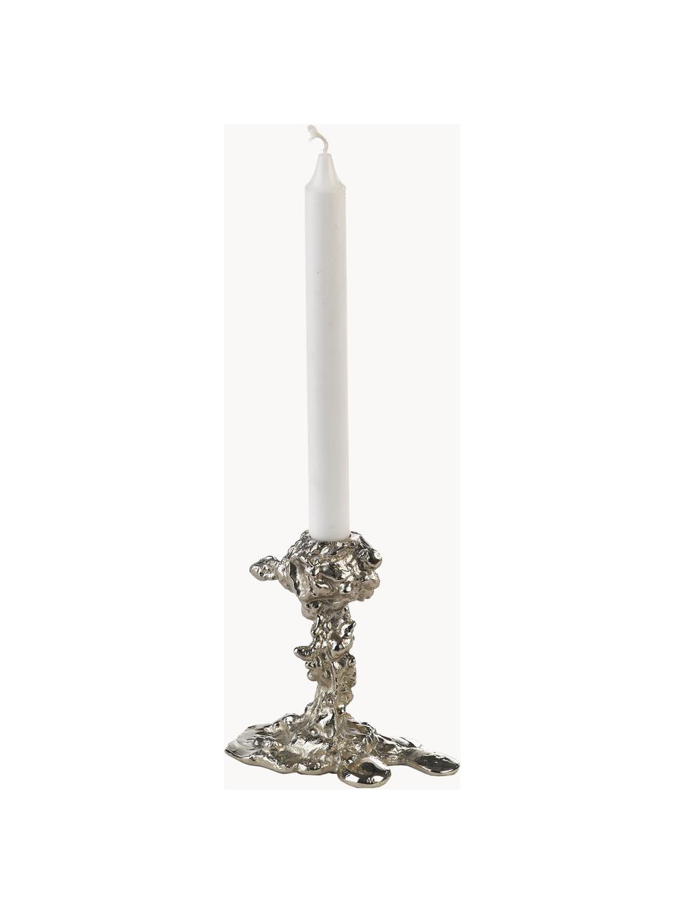 Świecznik z metalu Drip, Metal powlekany, Odcienie srebrnego, S 14 x W 14 cm