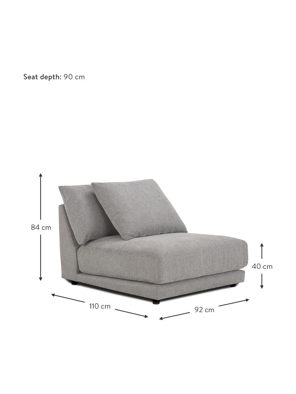 Middelste module Jasmin in grijs, Bekleding: 85% polyester, 15% nylon, Frame: massief sparrenhout FSC-g, Poten: kunststof, Stof grijs, B 92 x H 84 cm