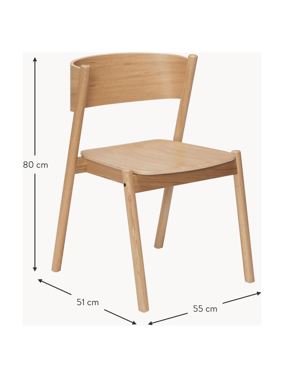 Chaise en bois Oblique, Chêne clair, larg. 55 x prof. 51 cm