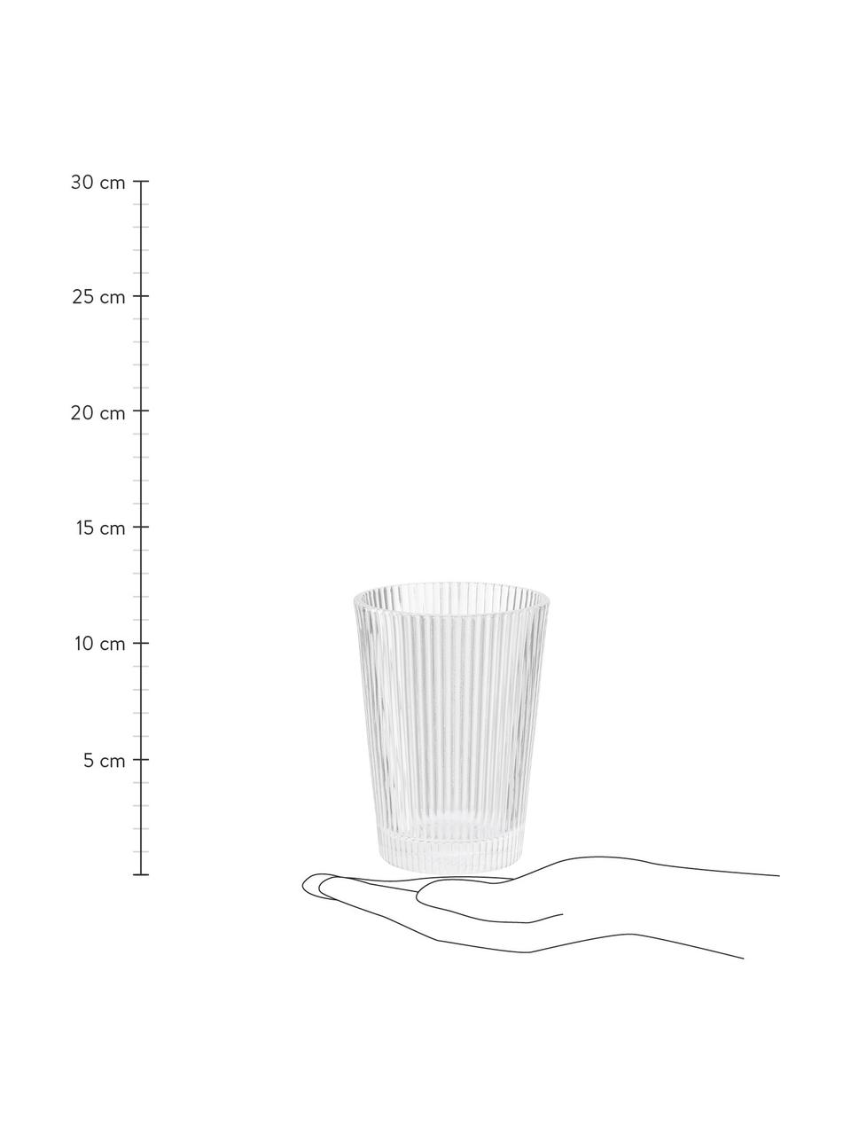 Waterglazen Pilastro met groefreliëf, 6 stuks, Glas, Transparant, Ø 8 x H 11 cm