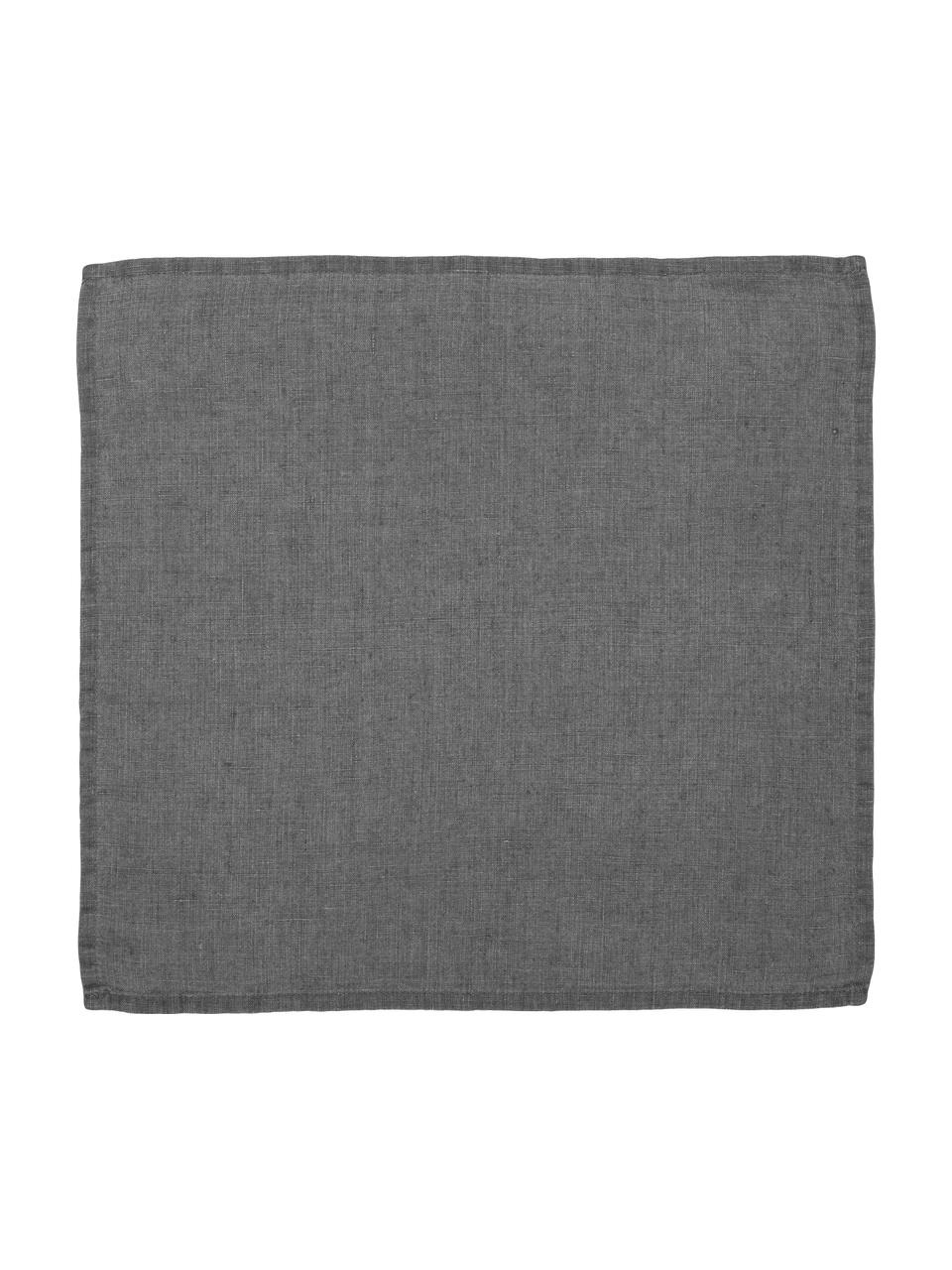 Serviettes de table en lin Ruta, 6 pièces, Gris, larg. 43 x long. 43 cm