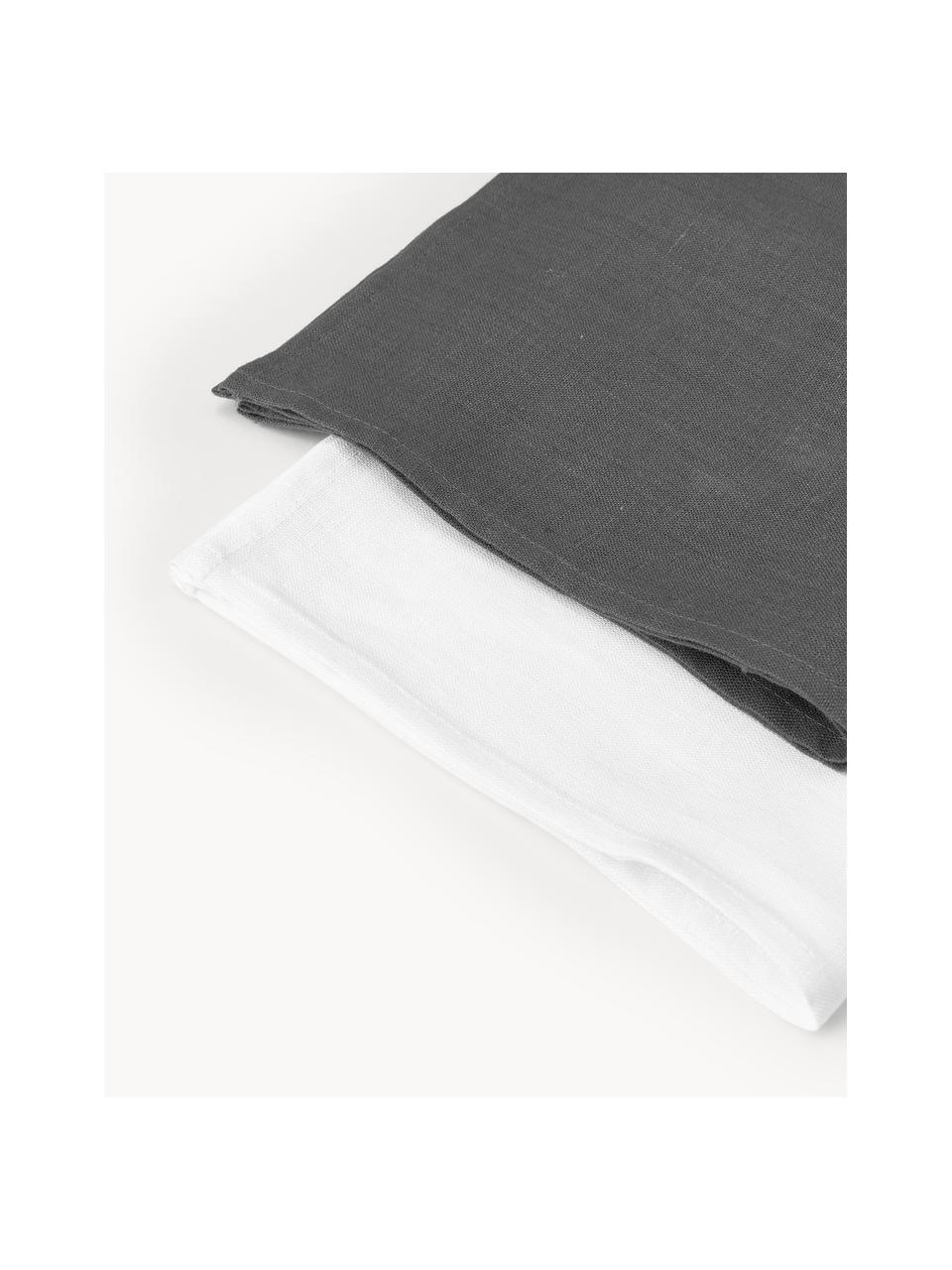 Serviettes de table en lin Ruta, 6 pièces, Lin, Gris, larg. 43 x long. 43 cm