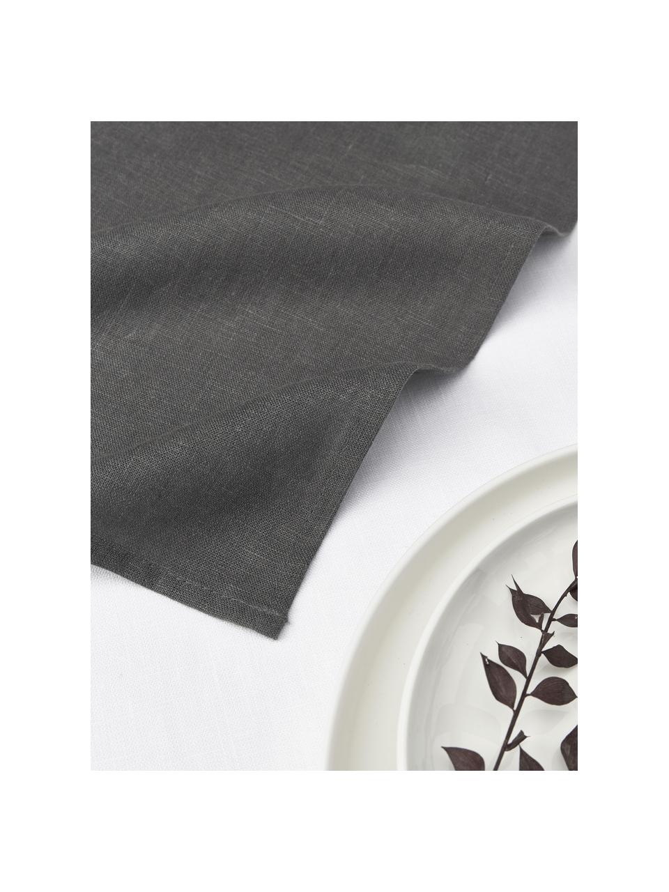 Serviettes de table en lin Ruta, 6 pièces, Lin, Gris, larg. 43 x long. 43 cm