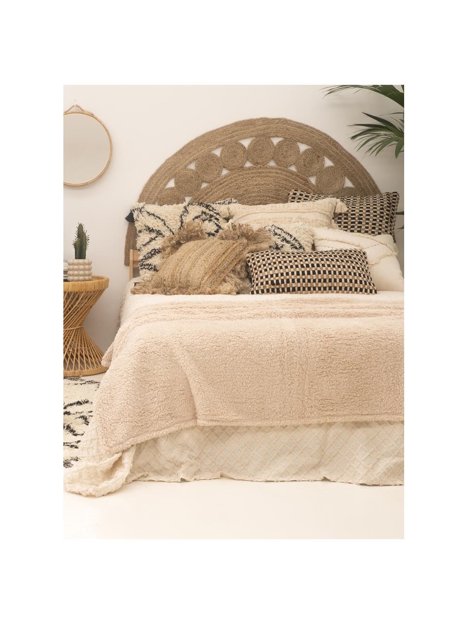 Federa arredo in cotone/juta Fiesta, Retro: 100% cotone, Nero, beige, Larg. 30 x Lung. 60 cm