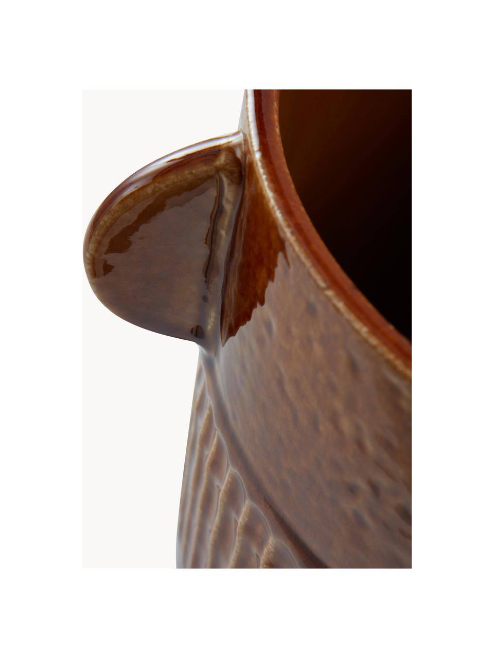 Portavaso fatto a mano in ceramica Ernie, Ceramica smaltata, Marrone, Ø 21 x Alt. 22 cm