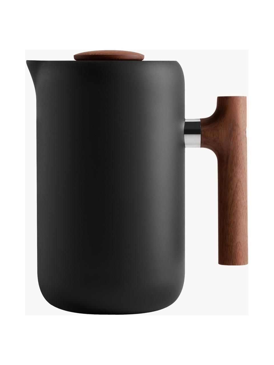 French press konvice na kávu Clara, Matná černá, tmavé dřevo, Š 17 cm, V 20 cm