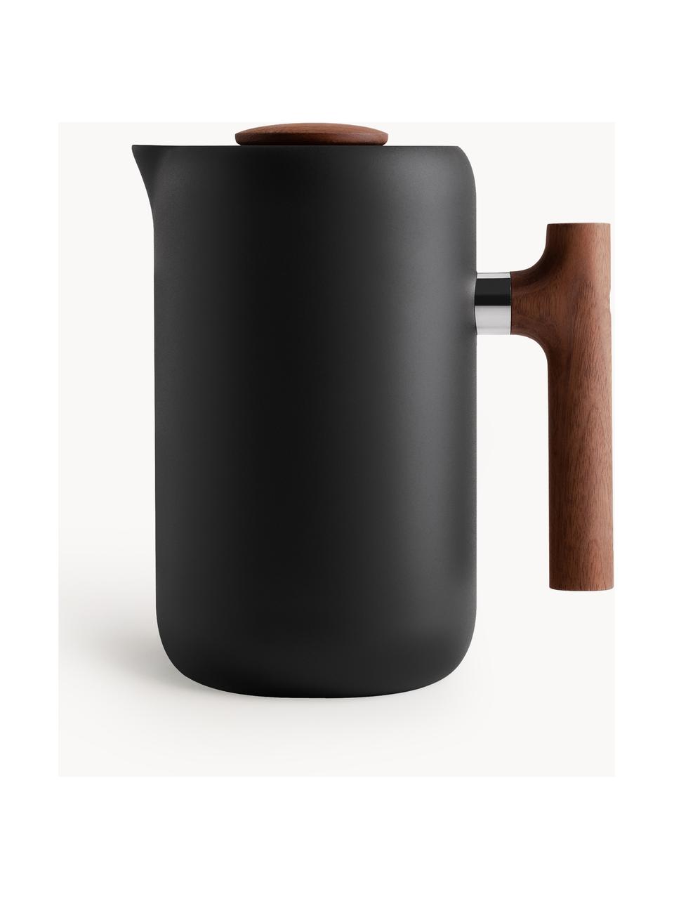 French press konvice na kávu Clara, Matná černá, tmavé dřevo, Š 17 cm, V 20 cm