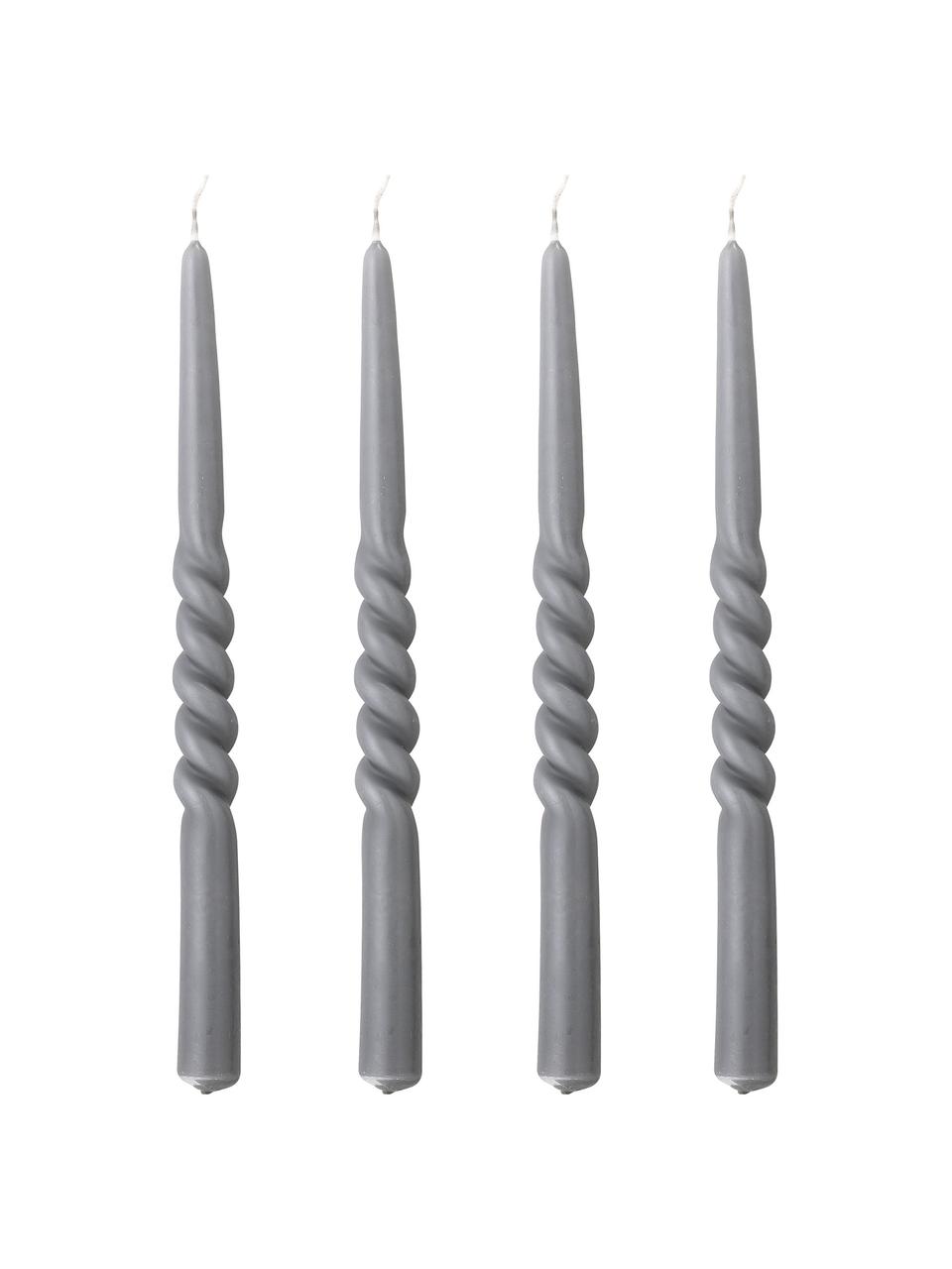 Candela a bastoncino Twist 4 pz, Cera, Grigio, Ø 2 x Alt. 30 cm