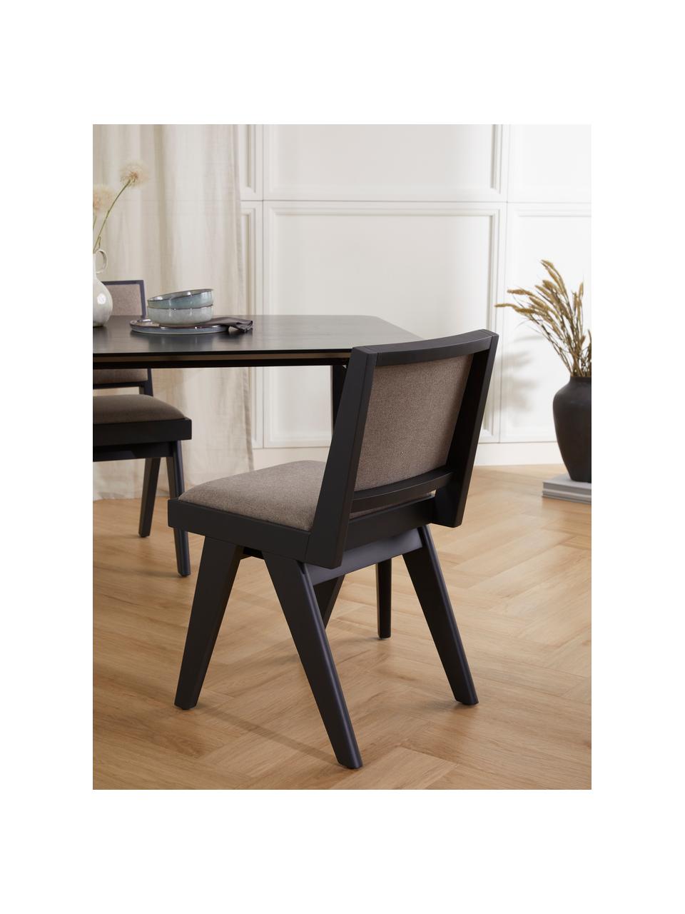 Houten stoel Sissi met vulling, Frame: massief eikenhout, Bekleding: 100% polyester Met 10.000, Geweven stof taupe, zwart, B 46 x D 56 cm
