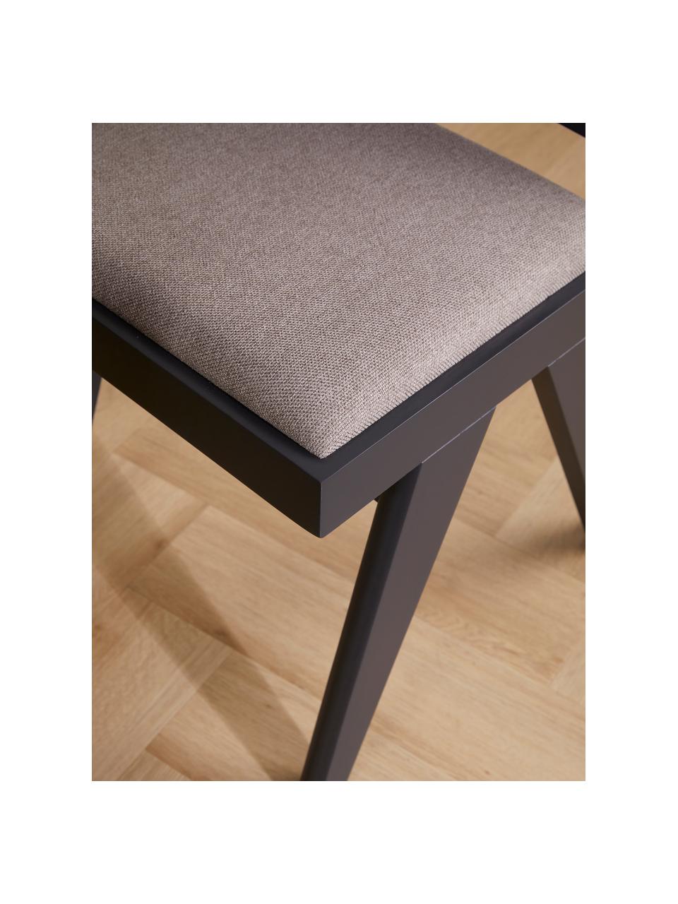 Krzesło tapicerowane z drewna Sissi, Tapicerka: 100% poliester Dzięki tka, Stelaż: lite drewno dębowe, Taupe tkanina, czarny, S 46 x G 56 cm
