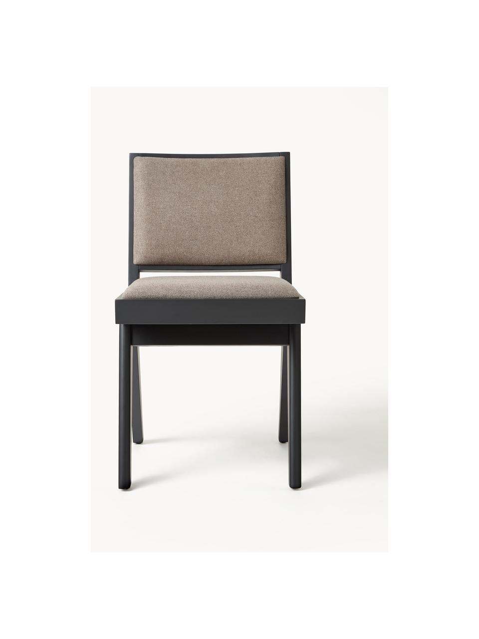 Silla de madera Sissi, Tapizado: 100% poliéster Alta resis, Estructura: madera de roble maciza, Asiento: contrachapado de madera d, Tejido greige, negro, An 46 x F 56 cm