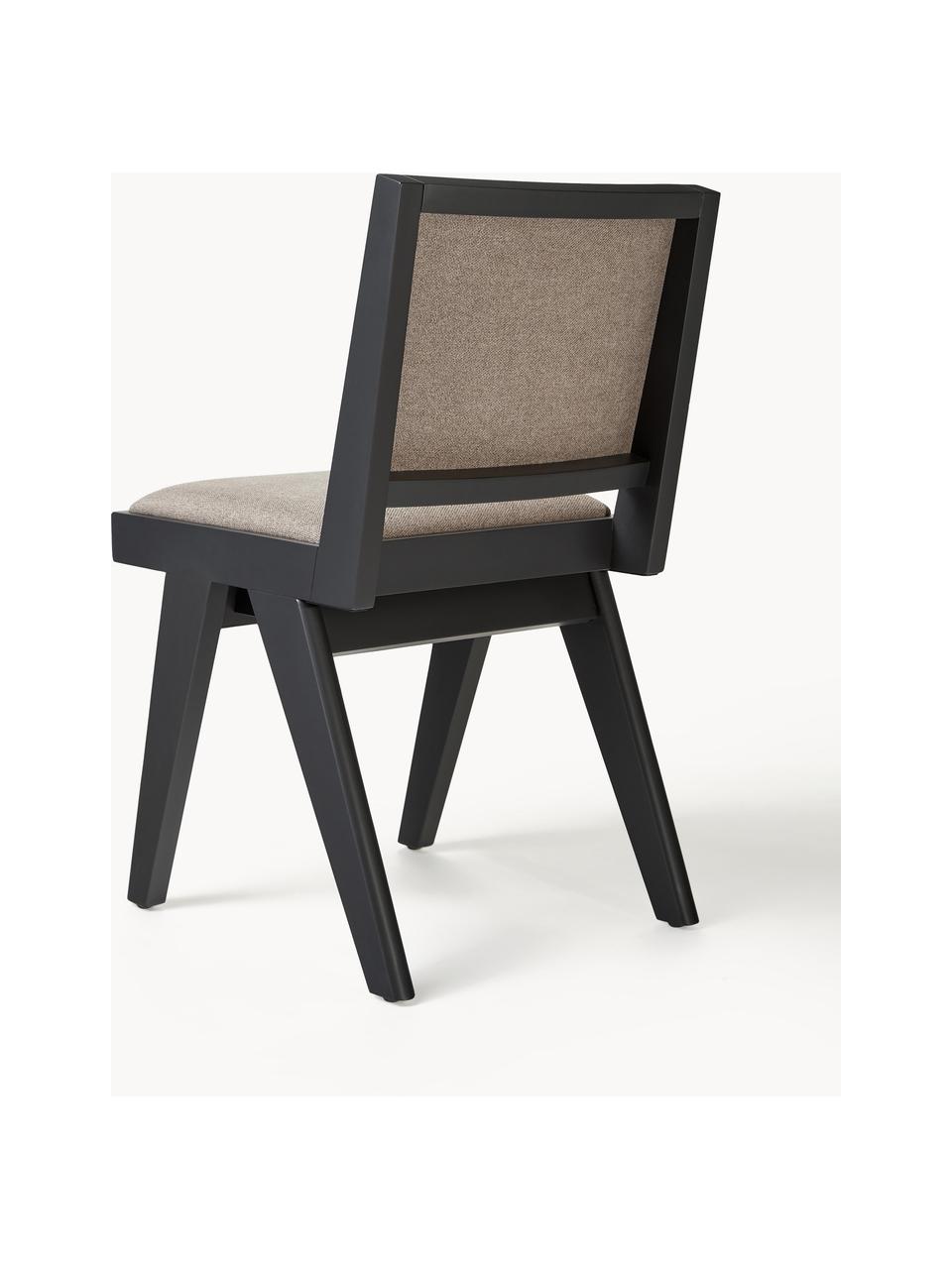 Silla de madera Sissi, Tapizado: 100% poliéster Alta resis, Estructura: madera de roble maciza, Asiento: contrachapado de madera d, Tejido greige, negro, An 46 x F 56 cm