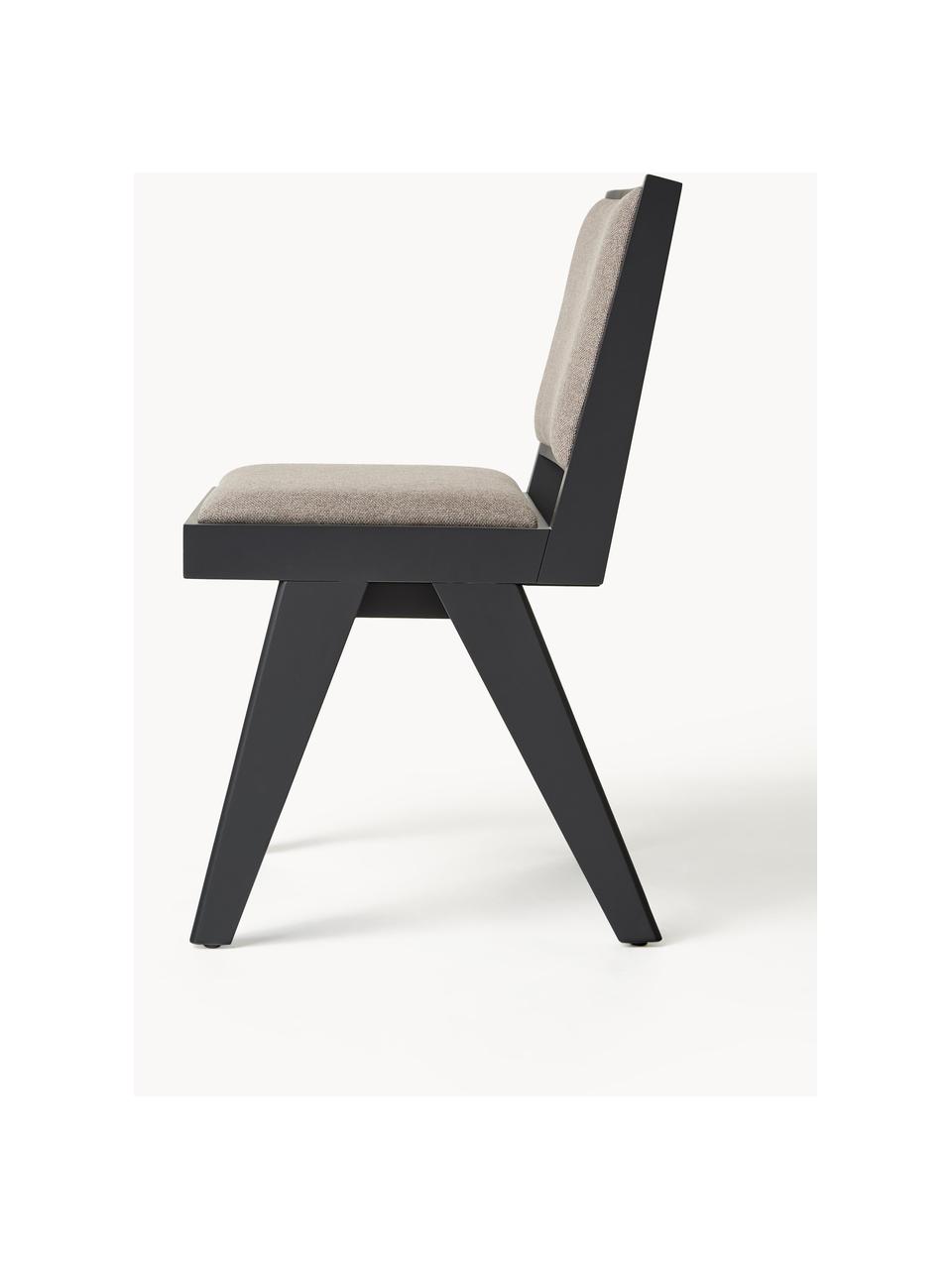Sedia in legno con imbottitura Sissi, Rivestimento: 100% poliestere Con 10.00, Struttura: legno di quercia massicci, Seduta: multistrato di eucalipto, Tessuto greige, nero, Larg. 46 x Prof. 56 cm