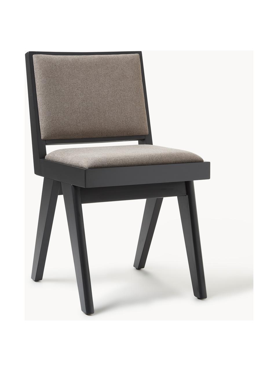 Silla de madera Sissi, Tapizado: 100% poliéster Alta resis, Estructura: madera de roble maciza, Asiento: contrachapado de madera d, Tejido greige, negro, An 46 x F 56 cm