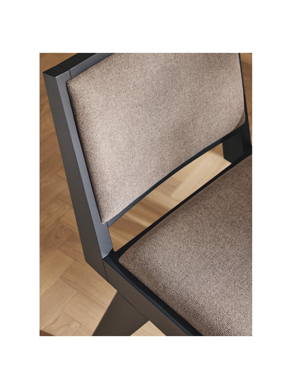 Houten stoel Sissi met vulling, Bekleding: 100% polyester Met 10.000, Frame: massief eikenhout, Geweven stof greige, zwart, B 46 x D 56 cm