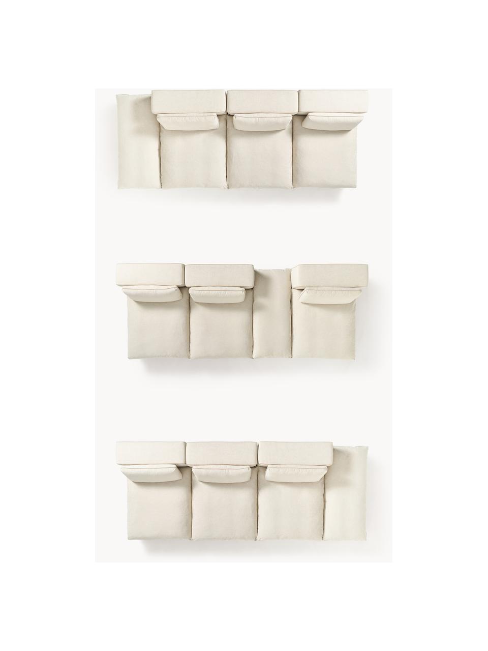 Modulares XL-Sofa Felix (3-Sitzer) mit Hocker, Bezug: 100 % Polyester Der strap, Gestell: Massives Kiefern- und Fic, Webstoff Hellbeige, B 360 x T 140 cm