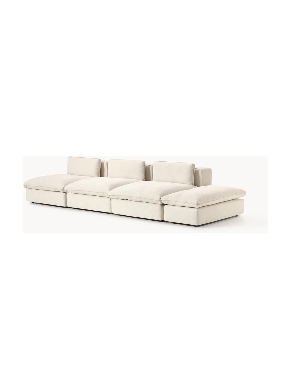 Modulares XL-Sofa Felix (3-Sitzer) mit Hocker, Bezug: 100 % Polyester Der strap, Gestell: Massives Kiefern- und Fic, Webstoff Hellbeige, B 360 x T 140 cm