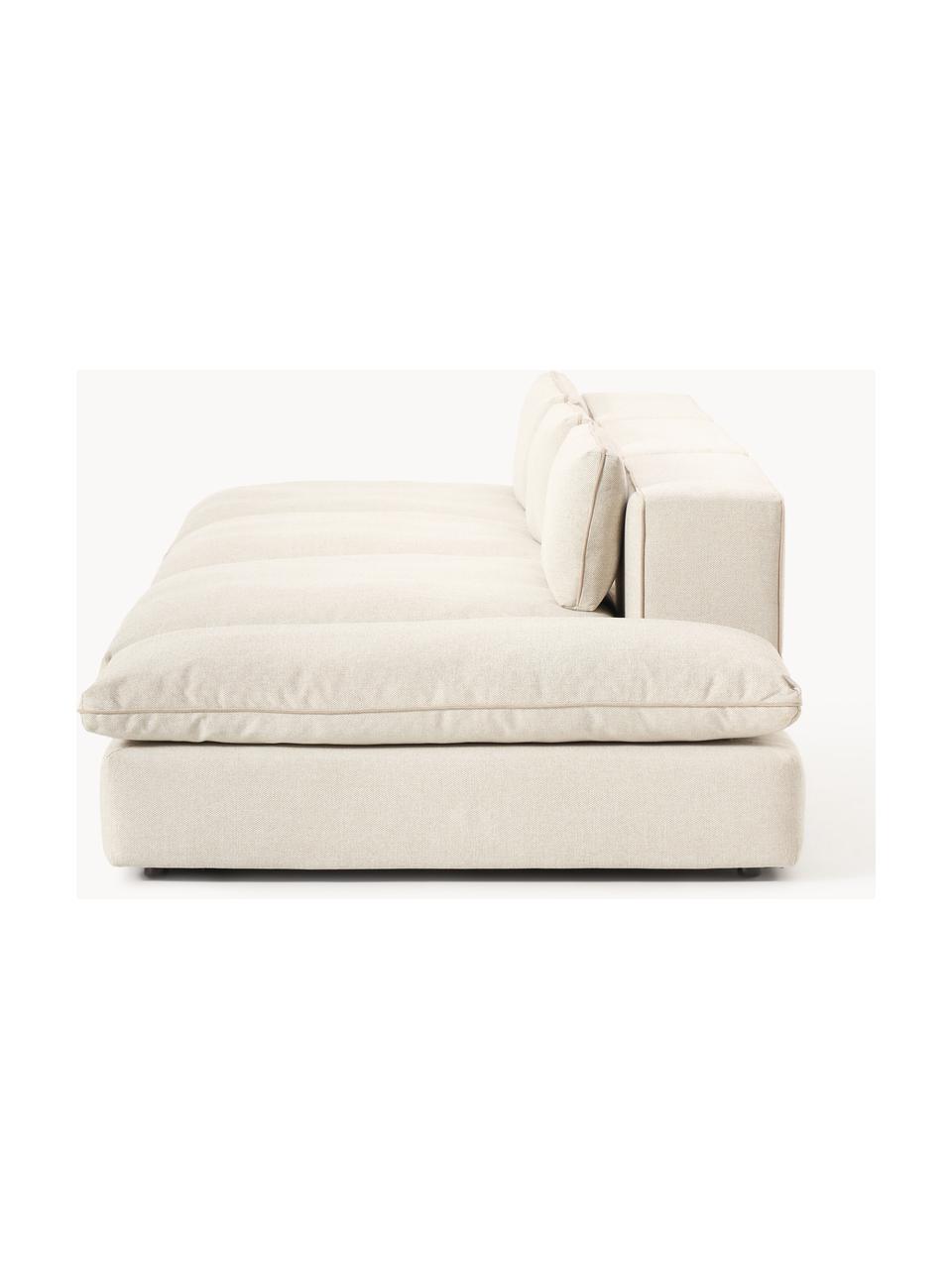 Modulares XL-Sofa Felix (3-Sitzer) mit Hocker, Bezug: 100 % Polyester Der strap, Gestell: Massives Kiefern- und Fic, Webstoff Hellbeige, B 360 x T 140 cm