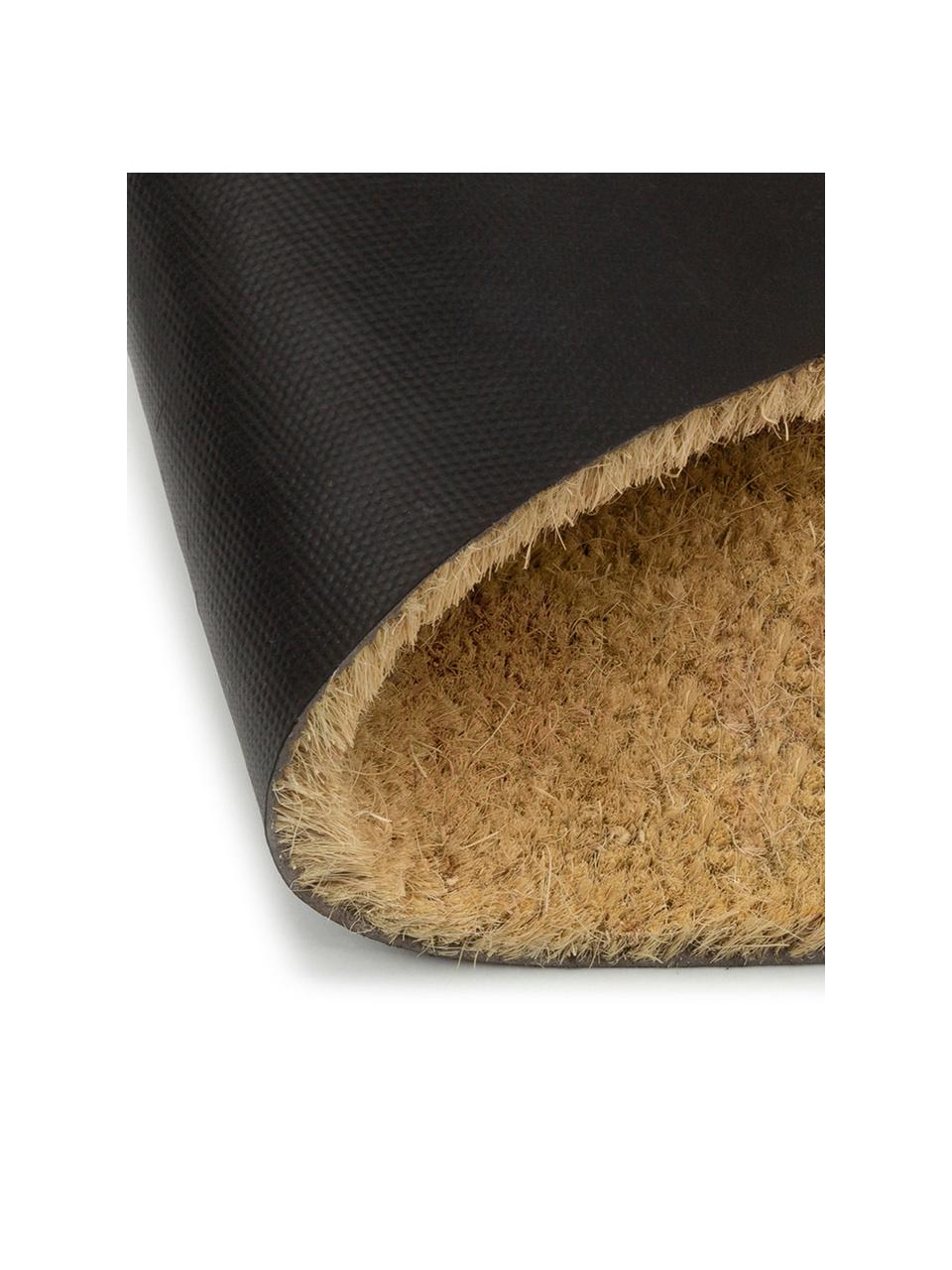 Fußmatte Oh Hello, Oberseite: Kokosfaser, Unterseite: PVC, Beige, Grau, 40 x 60 cm