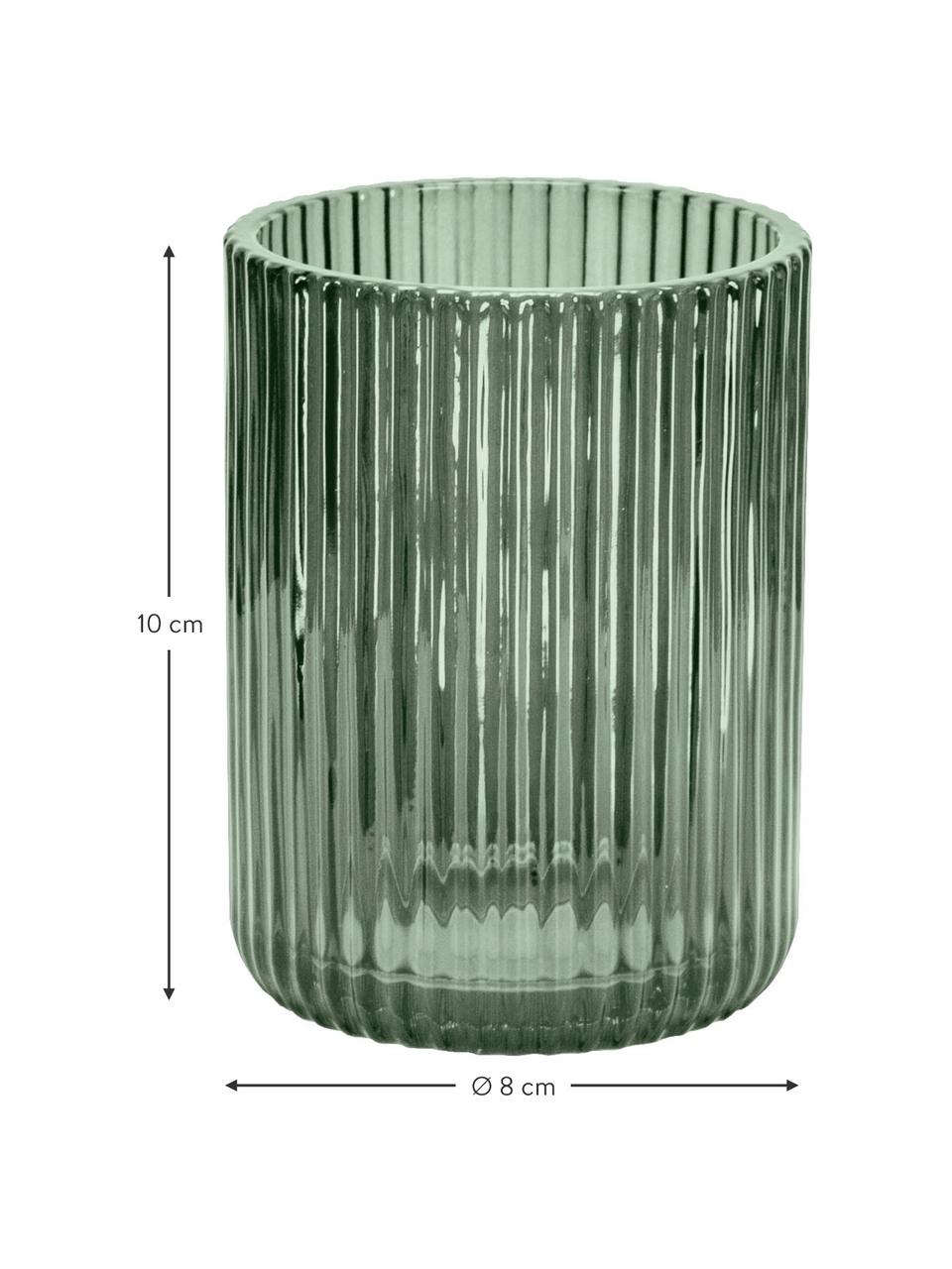 Zahnputzbecher Antoinette aus Glas, Glas, Olivgrün, Ø 8 x H 10 cm