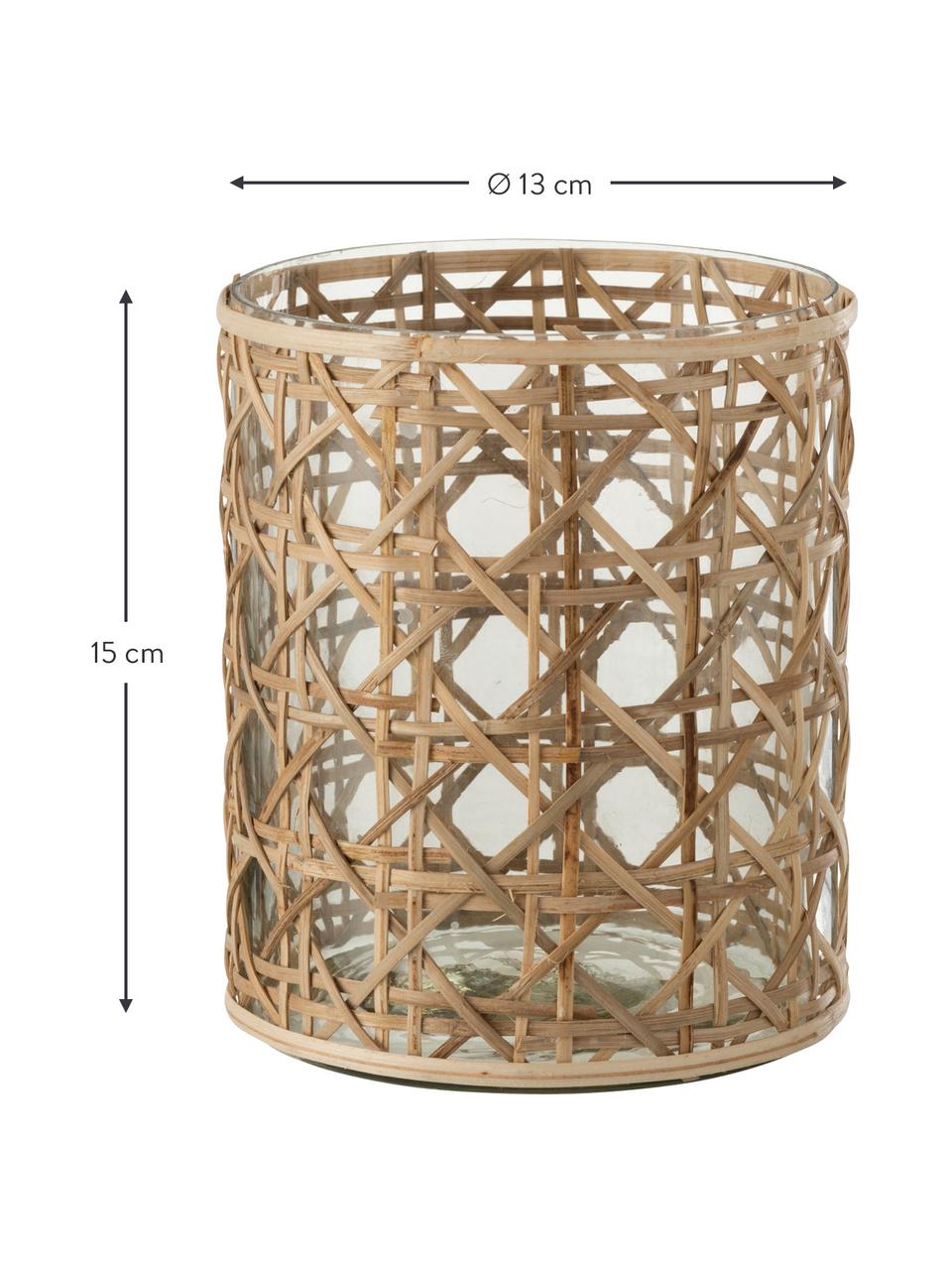 Latarenka z trzciny Candice, Transparentny, beżowy, Ø 13 x W 15 cm