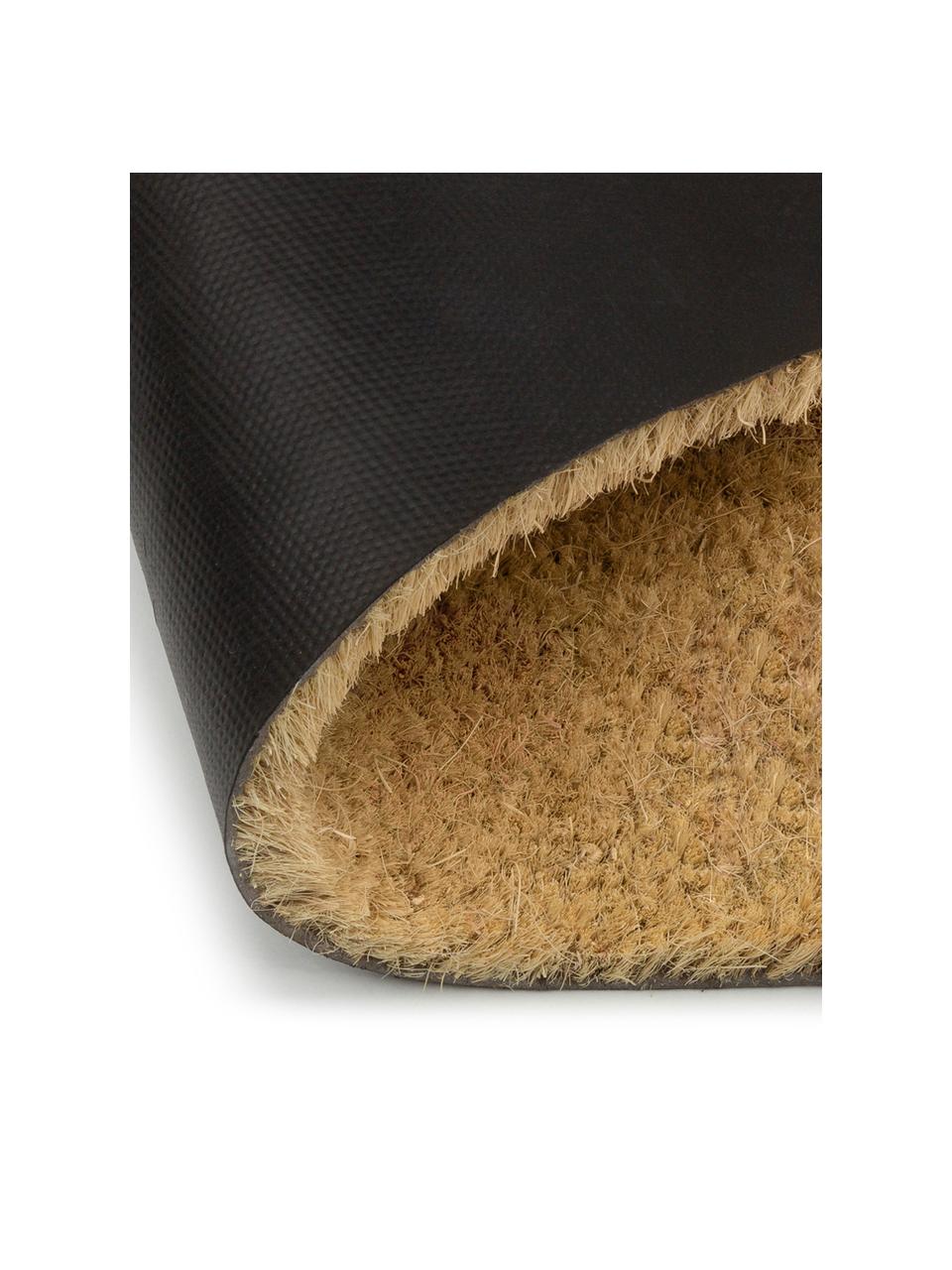 Felpudo Hello Bye, Fibras de coco, Marrón, negro, An 40 x L 60 cm