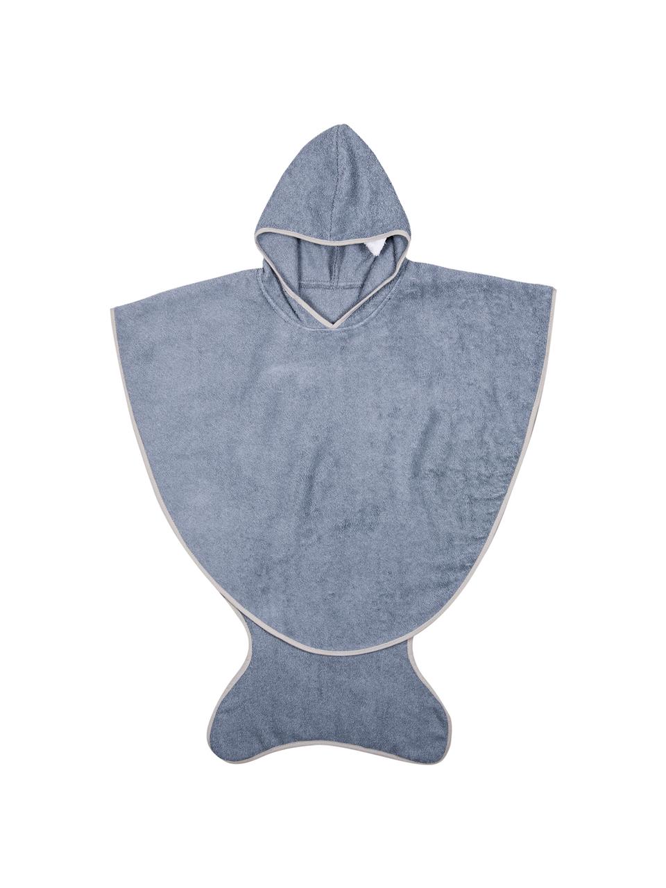 Ręcznik kąpielowy dla dzieci Fish, Bawełna, Niebieskoszary, S 71 x W 87 cm