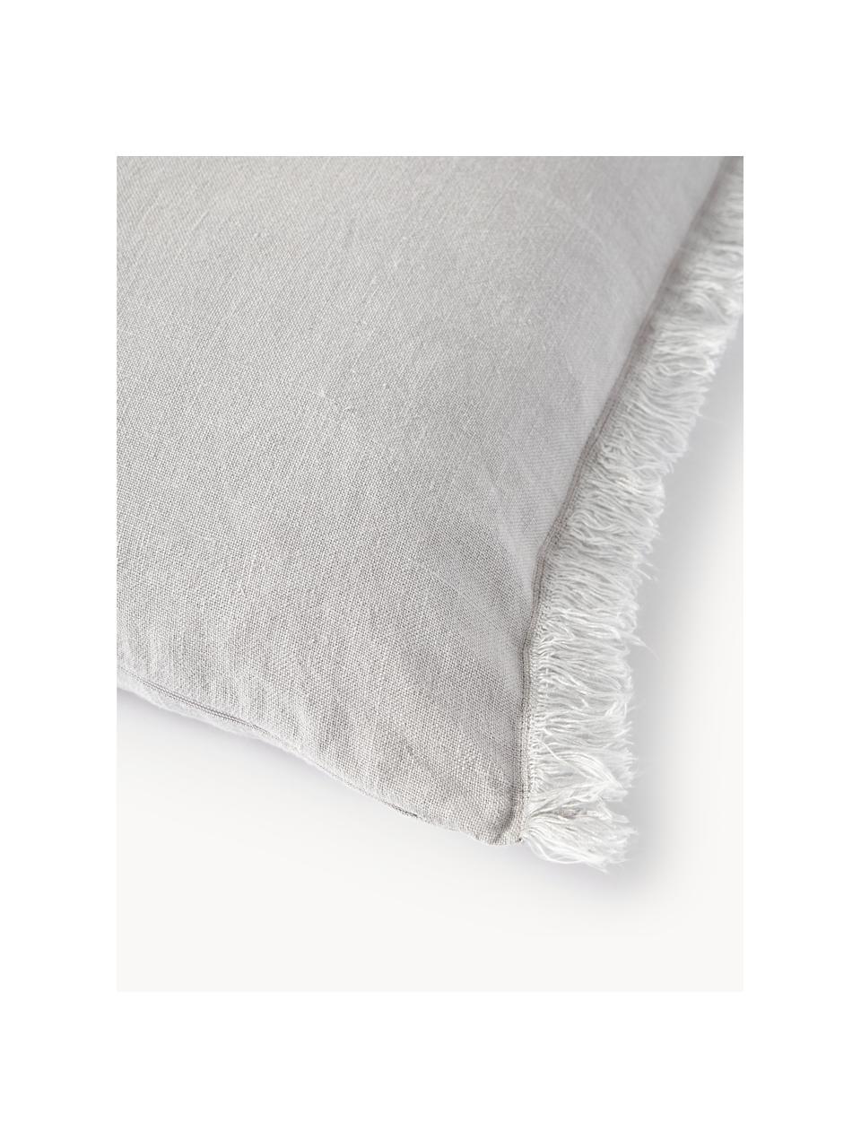 Housse de coussin pur lin avec franges Luana, 100 % pur lin

Le lin est naturellement doté d'un toucher plutôt rugueux et d'un aspect froissé
Sa résistance élevée au accrocs lui confère robustesse et longévité, Gris clair, larg. 40 x long. 40 cm