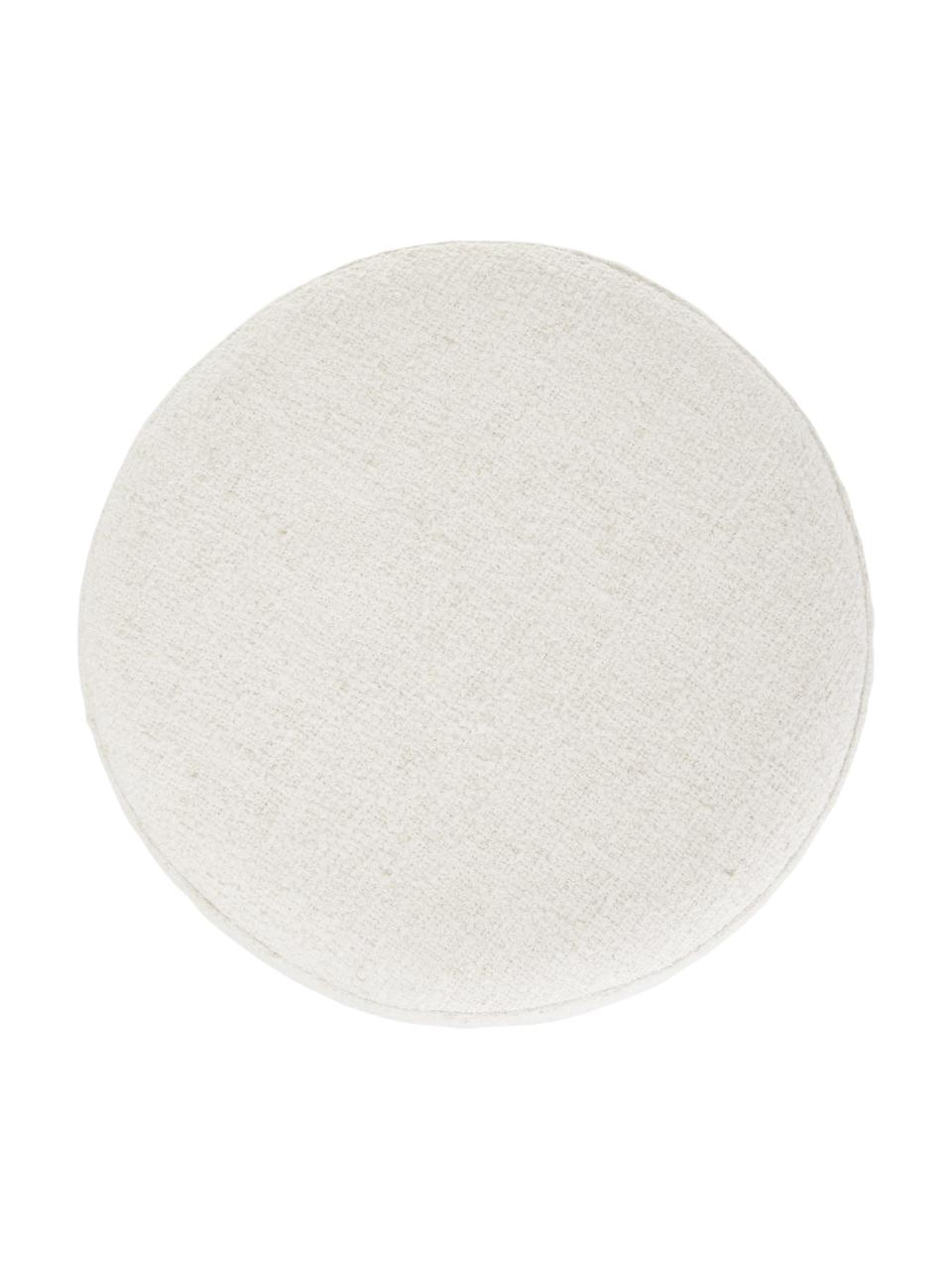 Tabouret tissu bouclé blanc crème Orchid, Blanc, Ø 38 x haut. 38 cm