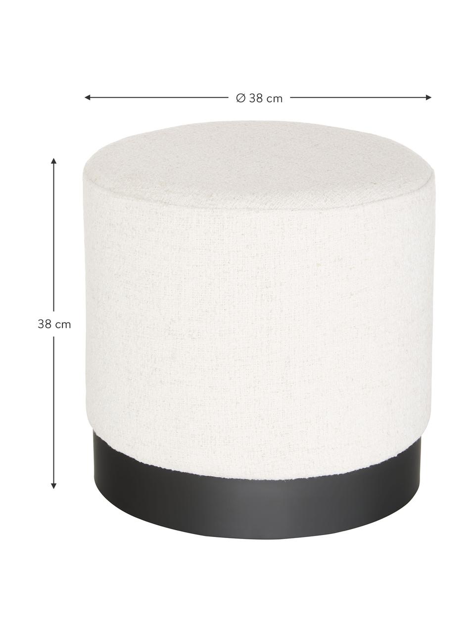 Tabouret en tissu bouclé Orchid, Blanc, Ø 38 x haut. 38 cm