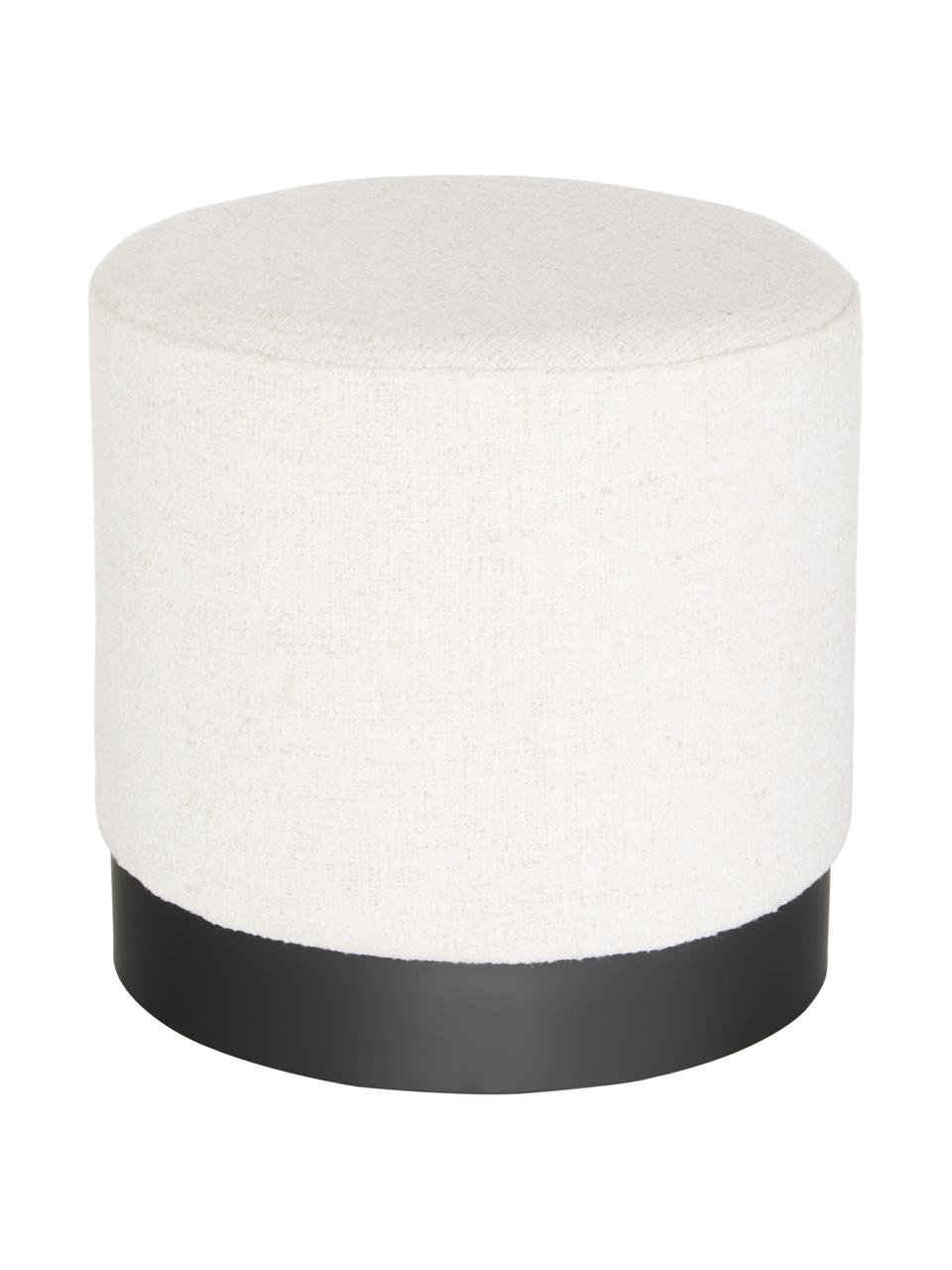 Tabouret en tissu bouclé Orchid, Blanc, Ø 38 x haut. 38 cm