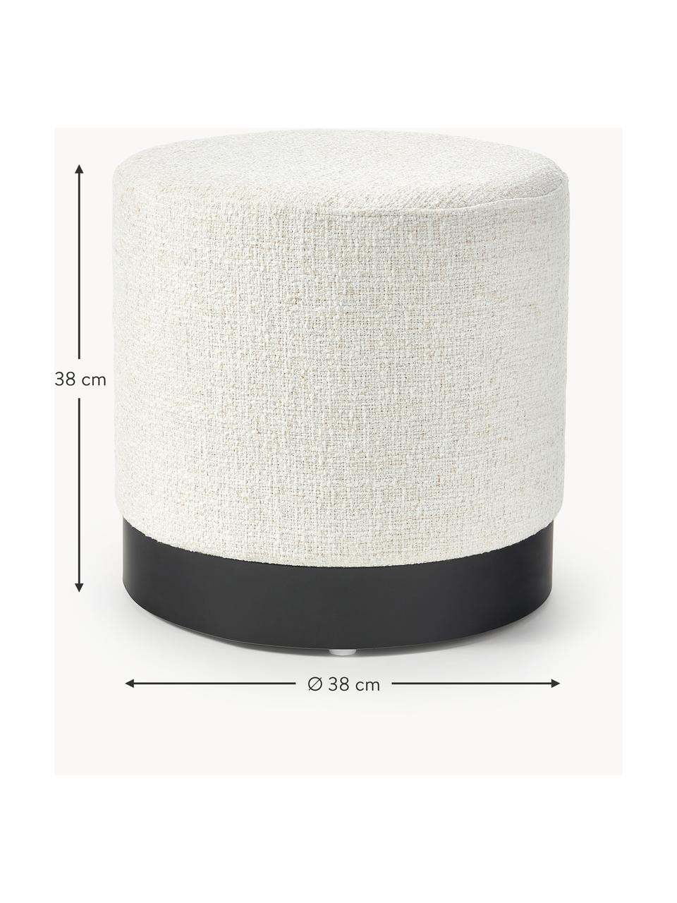 Bouclé-Hocker Orchid, Bezug: Bouclé (70% Polyester, 20, Rahmen: Sperrholz, Sockel: Metall, pulverbeschichtet, Bouclé Cremeweiß, Schwarz, Ø 38 x H 38 cm